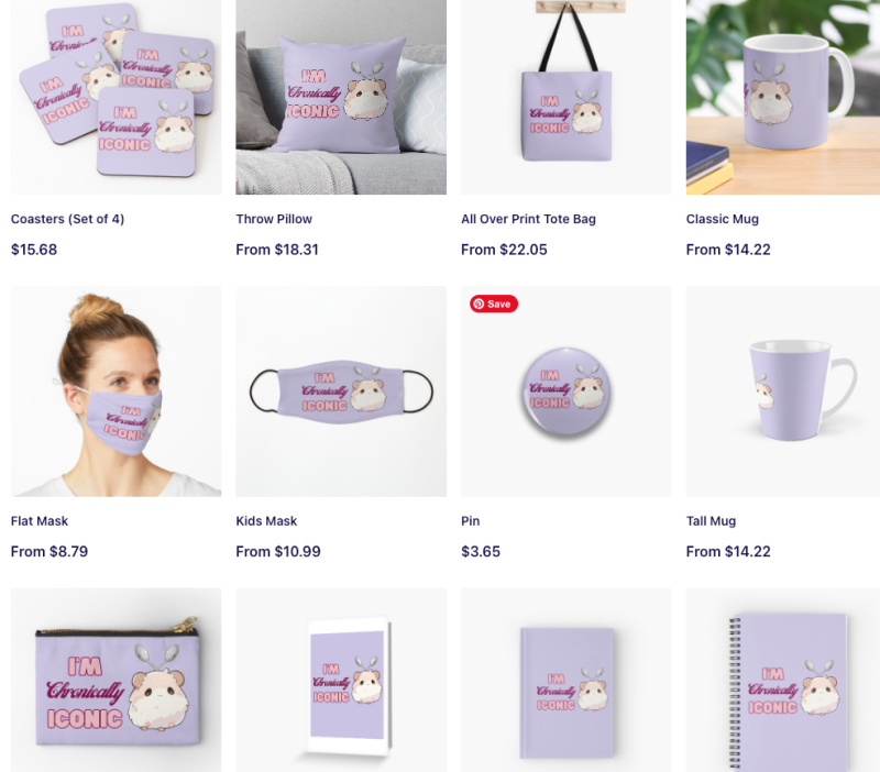 Purple Spoonie Hamster gear to make you smile from My Several Worlds Chronically Iconic RedBubble Shop